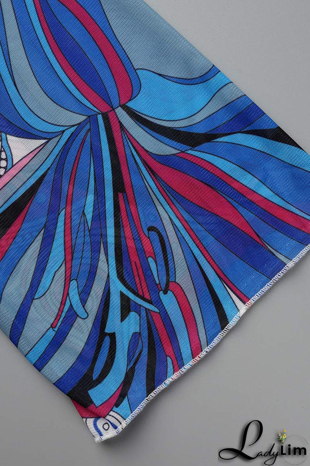 Blue Fashion Casual Print Basic Turndown Collar Long Sleeve Three-piece Set