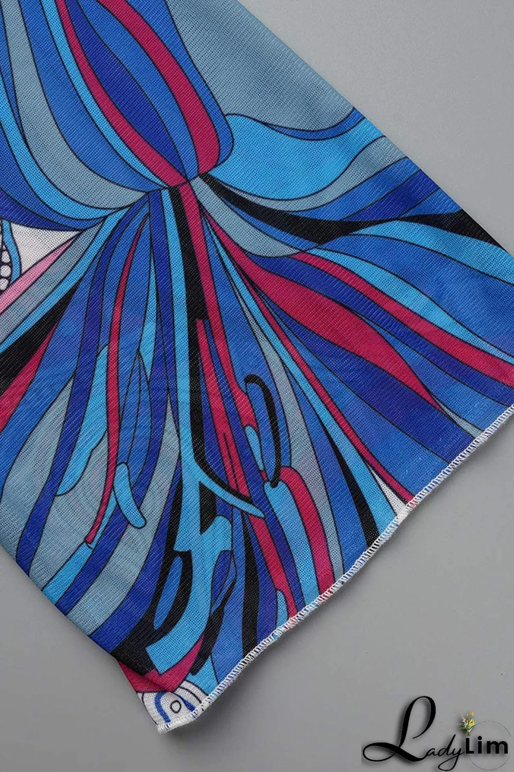 Blue Fashion Casual Print Basic Turndown Collar Long Sleeve Three-piece Set