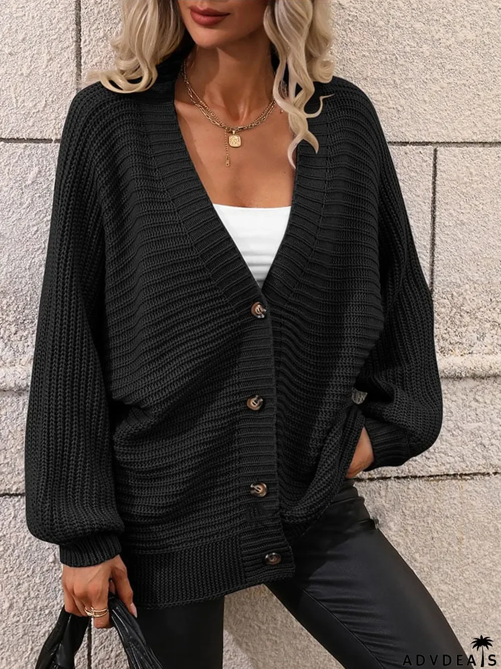 Women'S Sweater Solid Color Knitted Cardigan