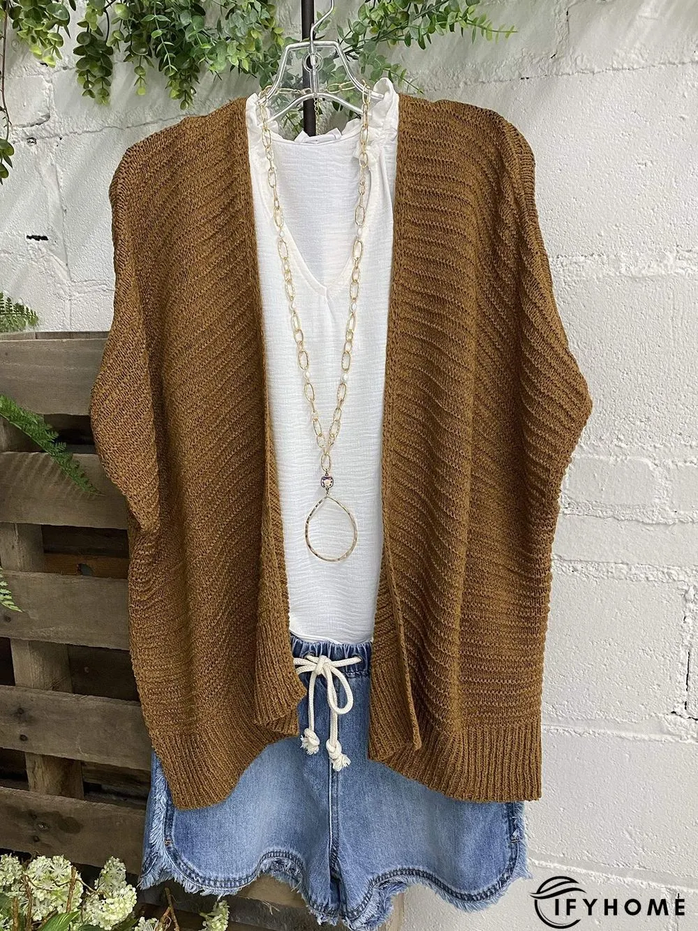 Statement Long Sleeve Acrylic Shift Sweater coat | IFYHOME