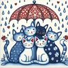 Blue And White Porcelain-Cat-11CT Stamped Cross Stitch 40*40cm/15.75*15.75in