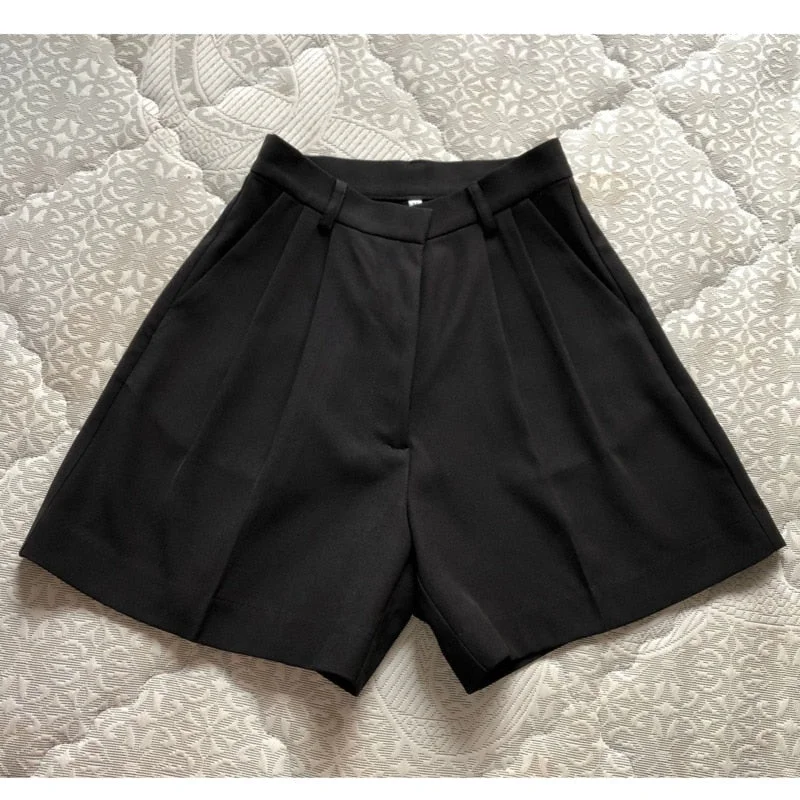Msfancy Summer Suit Shorts Women Black High Waist Harem Short Pants 2021 Mujer Pantalones Cortos