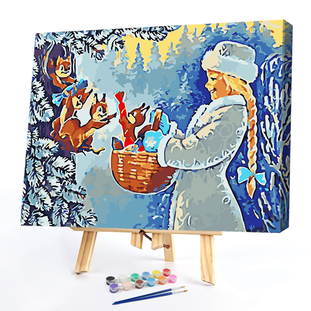 

40*50cm - Paint By Numbers - Girl and Squirrel, 501 Original