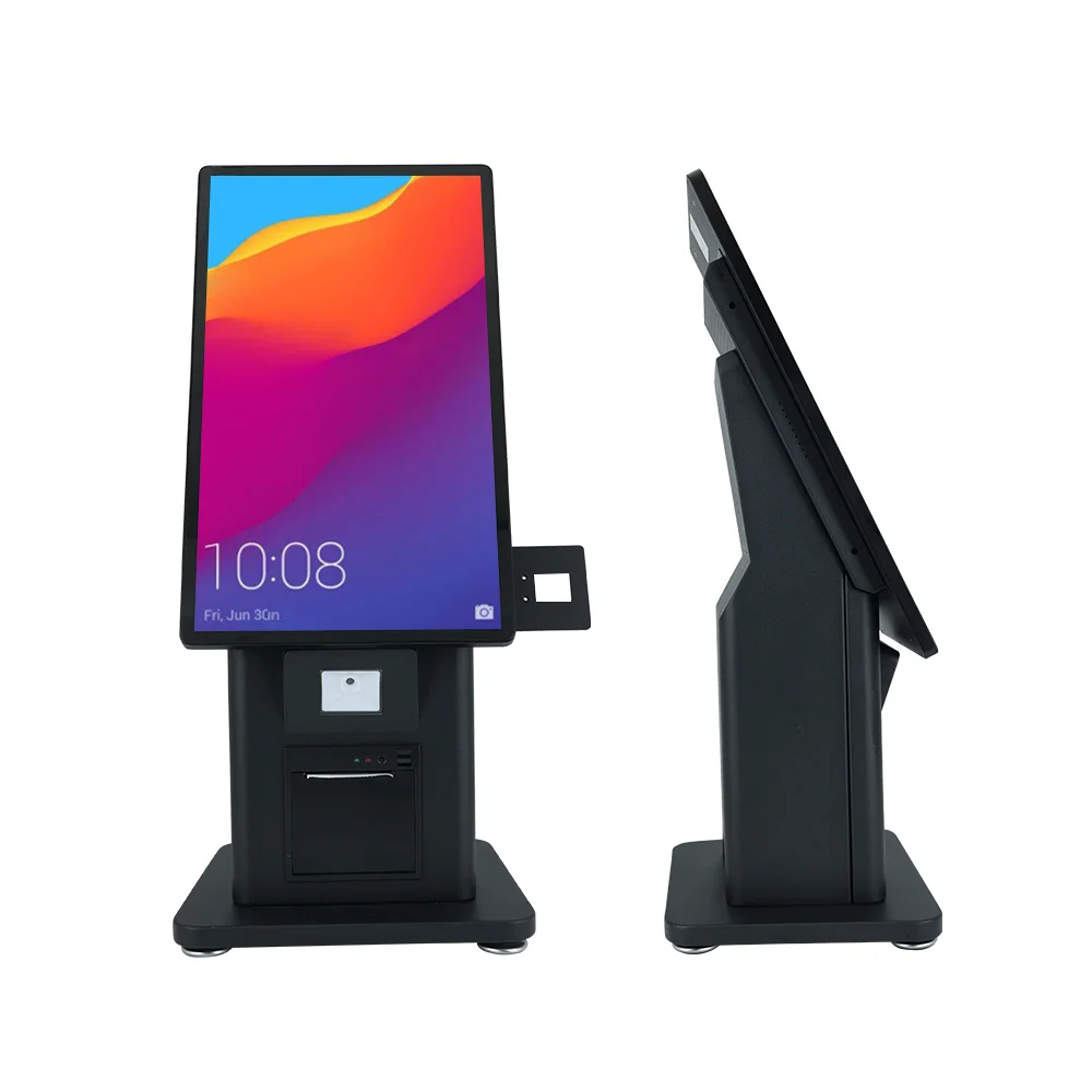 RFID Desktop touch screen terminal 21 22 inch metal stand RFID payment kiosks RFID self service kiosk for fast food