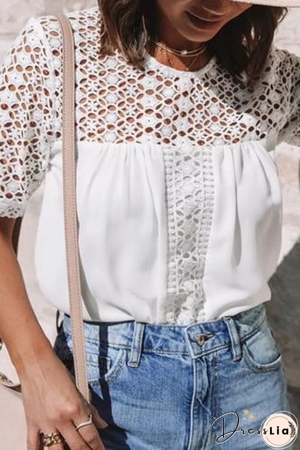 Lace Hollow Patchwork Blouse