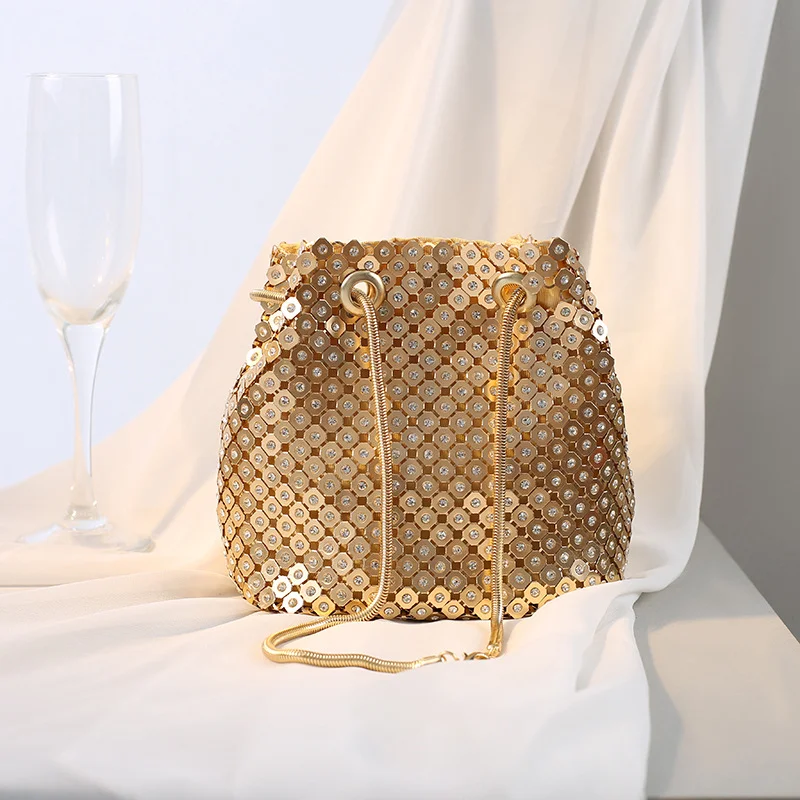 Crystal Sequin Bucket Bag