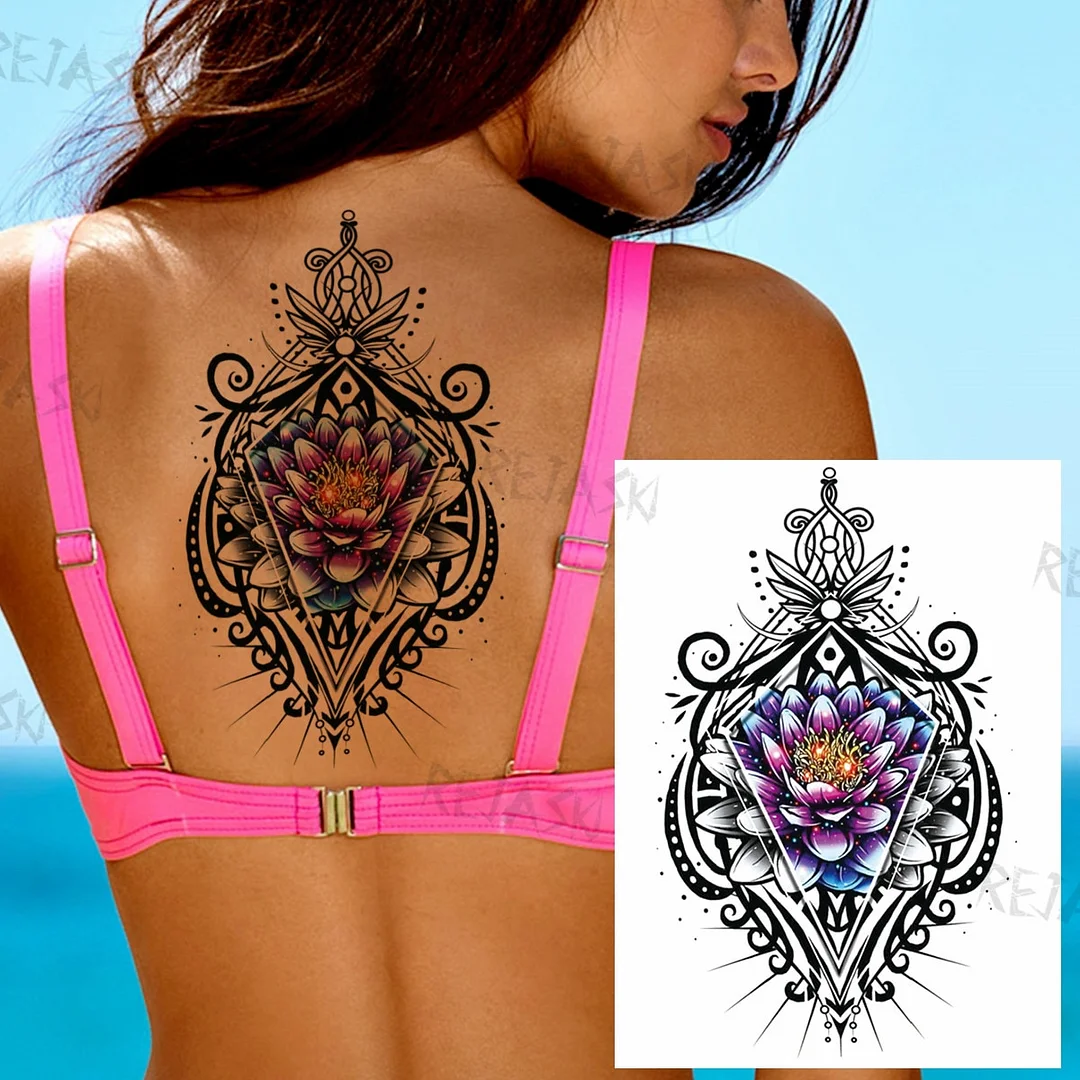 Sdrawing Butterfly Rose Flower Temporary Tattoos For Women Men Leopard Reindeer Henna Clown Fake Tatoos Waterproof Tattoo Stickers