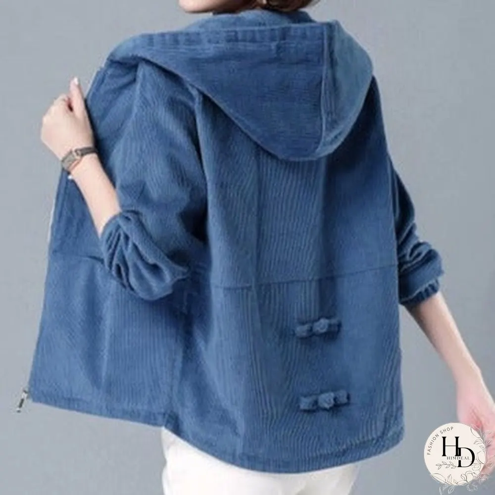 Autumn Winter Loose Short Jacket Casual Corduroy Jacket Women