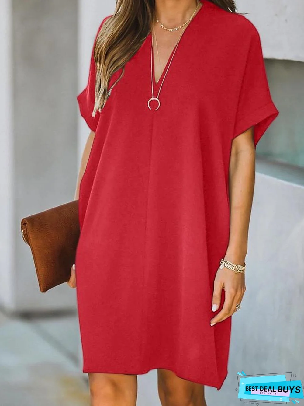 Women's Shift Dress Knee Length Dress Short Sleeve Solid Color Patchwork Fall Summer Hot Streetwear Oversized Black Wine Black Dresses