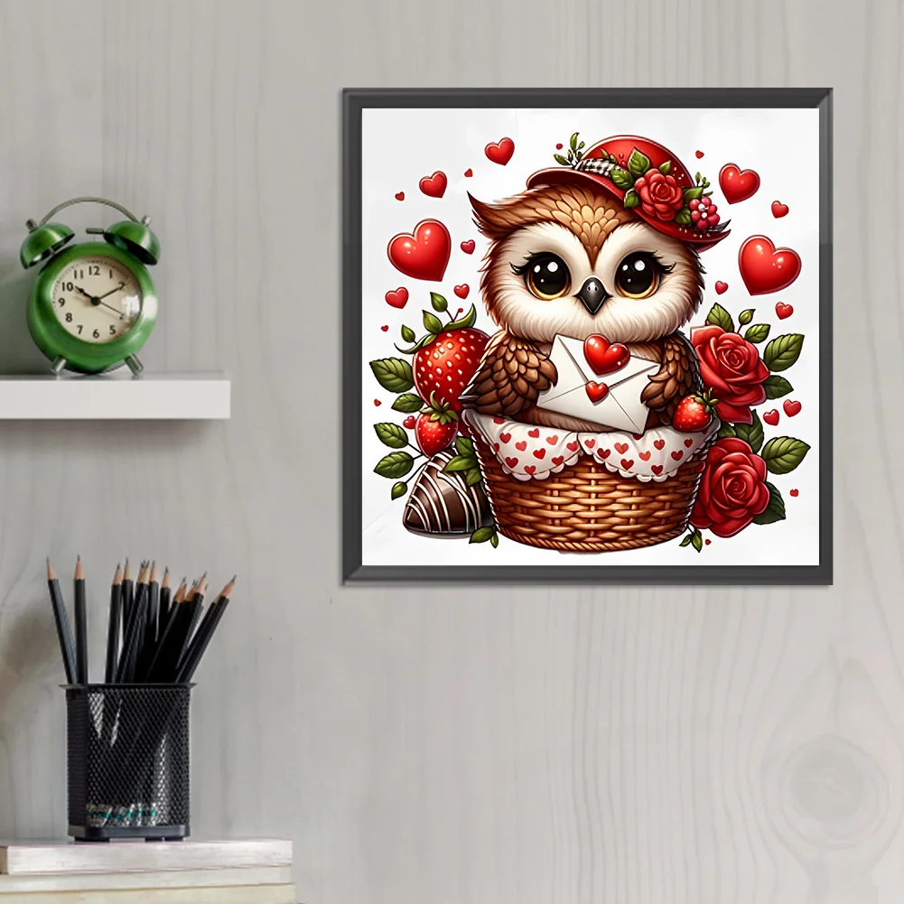 Diamond Painting - Full Round Drill - Love Owl(Canvas|30*30cm)