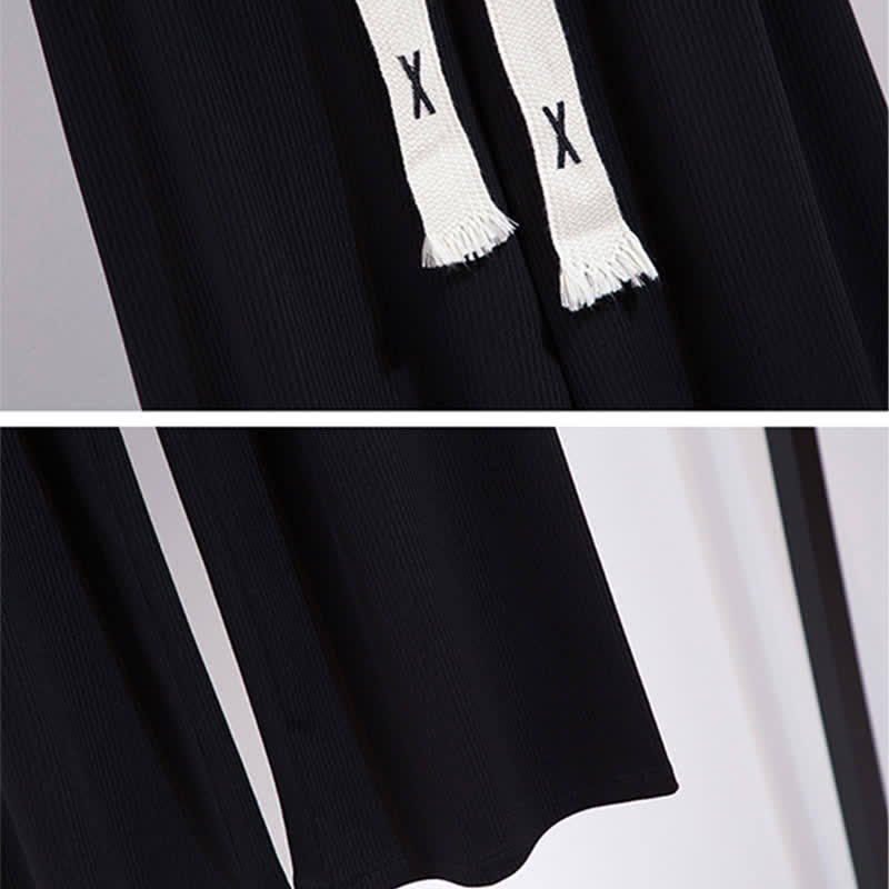 V-neck Cardigan Crop T-Shirt Drawstring Casual Pants