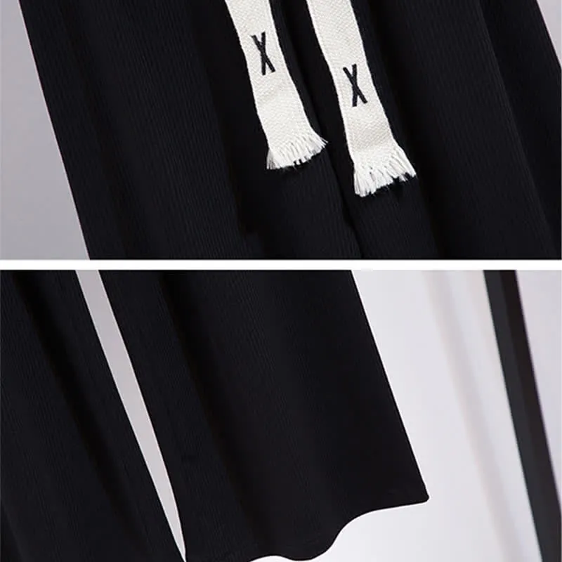 V-neck Cardigan Crop T-Shirt Drawstring Casual Pants