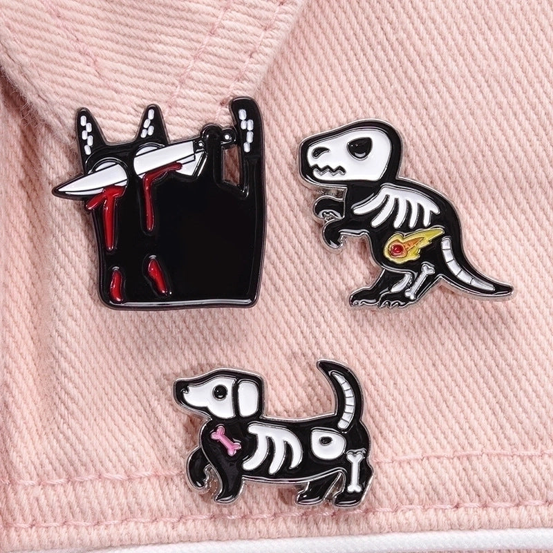 Punk Pin Dog Bat Skull Alloy Stoving Varnish Unisex Brooches