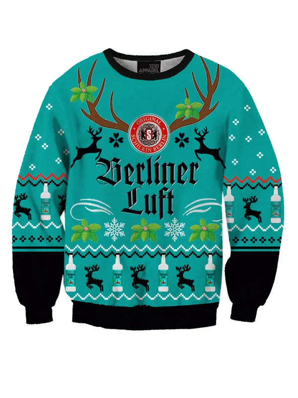 Unisex Berliner Luft Mint Liqueur 3D Printed Ugly Christmas Sweatshirt