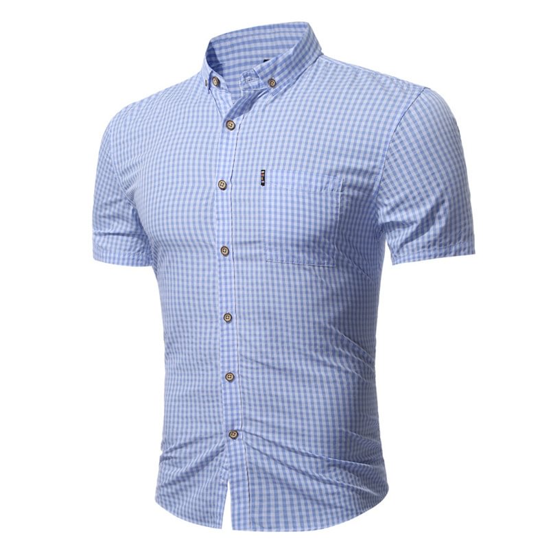 Men's British Classic Plaid Short Sleeve Shirt