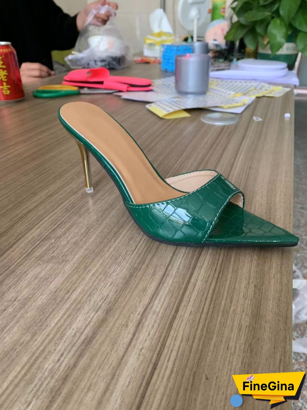 Women Thin High Heels Slippers Peep Toe Rubber Sole Black White Elegant Dress Party Wedding Shoes Ladies Female Outdoor Slides