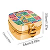 (US Local)Small Grid Diamond Painting Mirror Bag Rhinestone Jewelry Box for Women (Gold)
