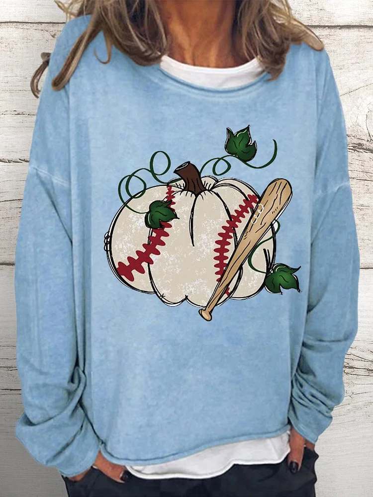 Fall Baseball Women Loose Sweatshirt-Annaletters