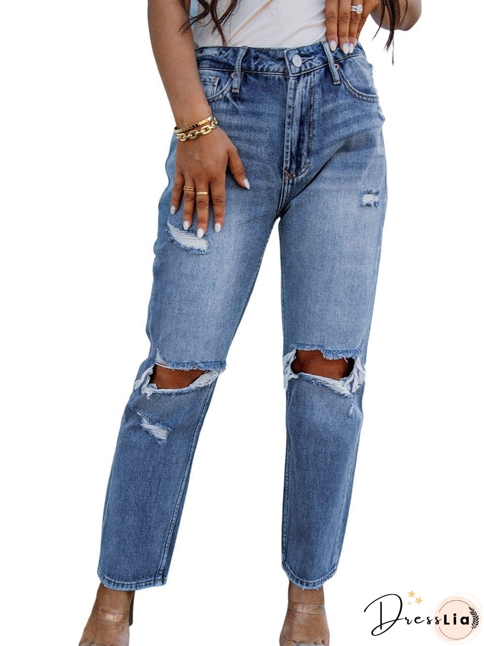 Distressed Denim Trousers