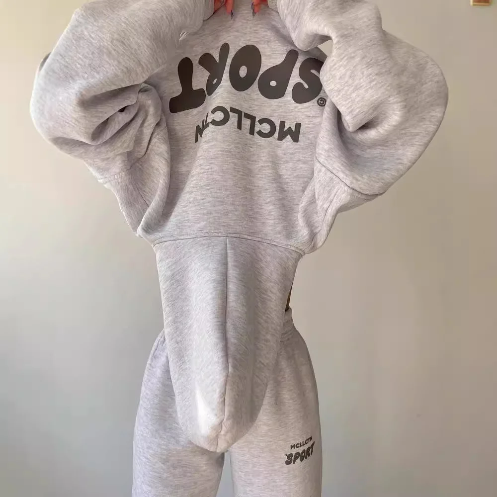 Nigikala Nigikala Casual Plus Velvet Long-Sleeved Hooded Trousers Set For Autumn/Winter 2025