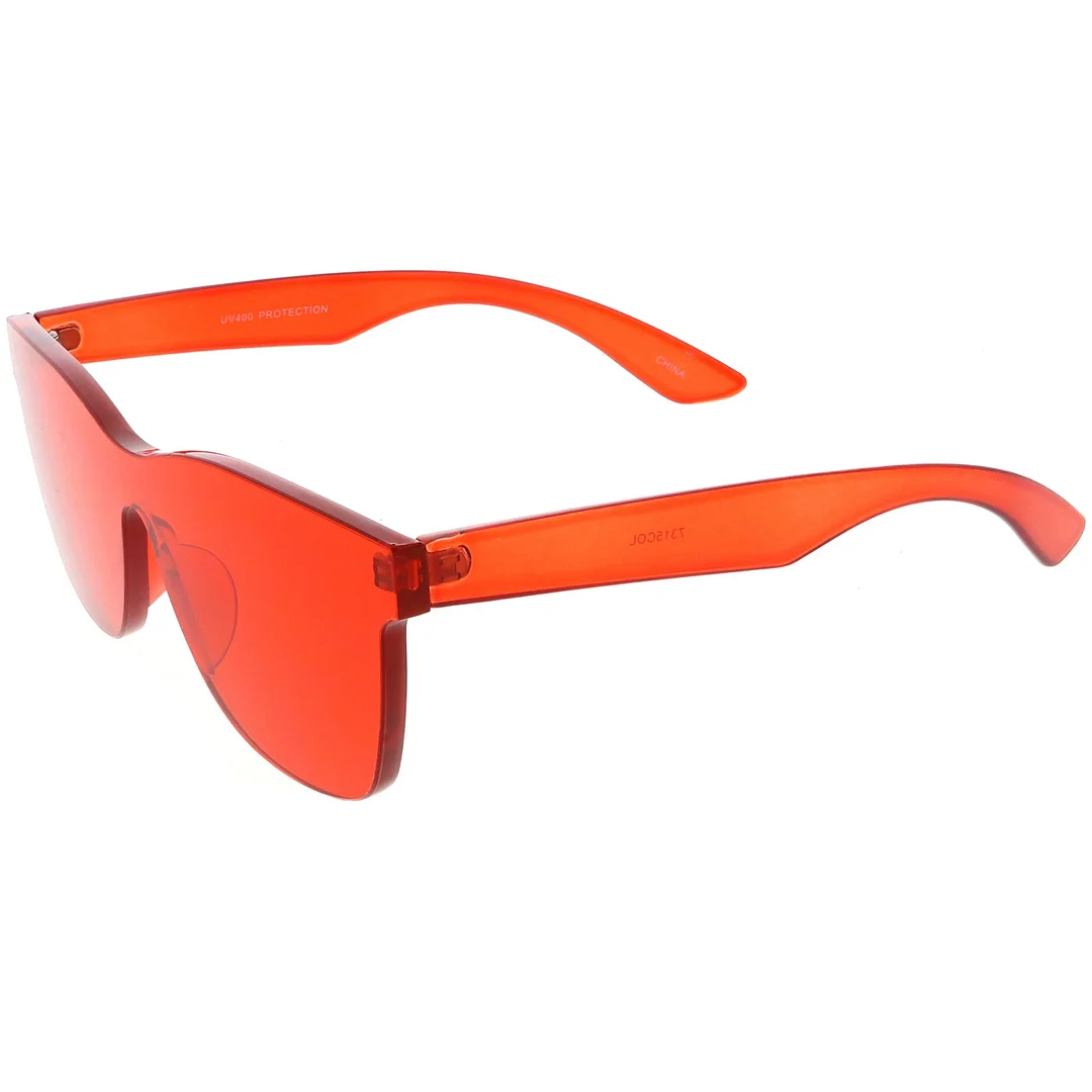 Rimless Horn Rimmed Mono Block glasses With Colorful One Piece PC Lens 68mm