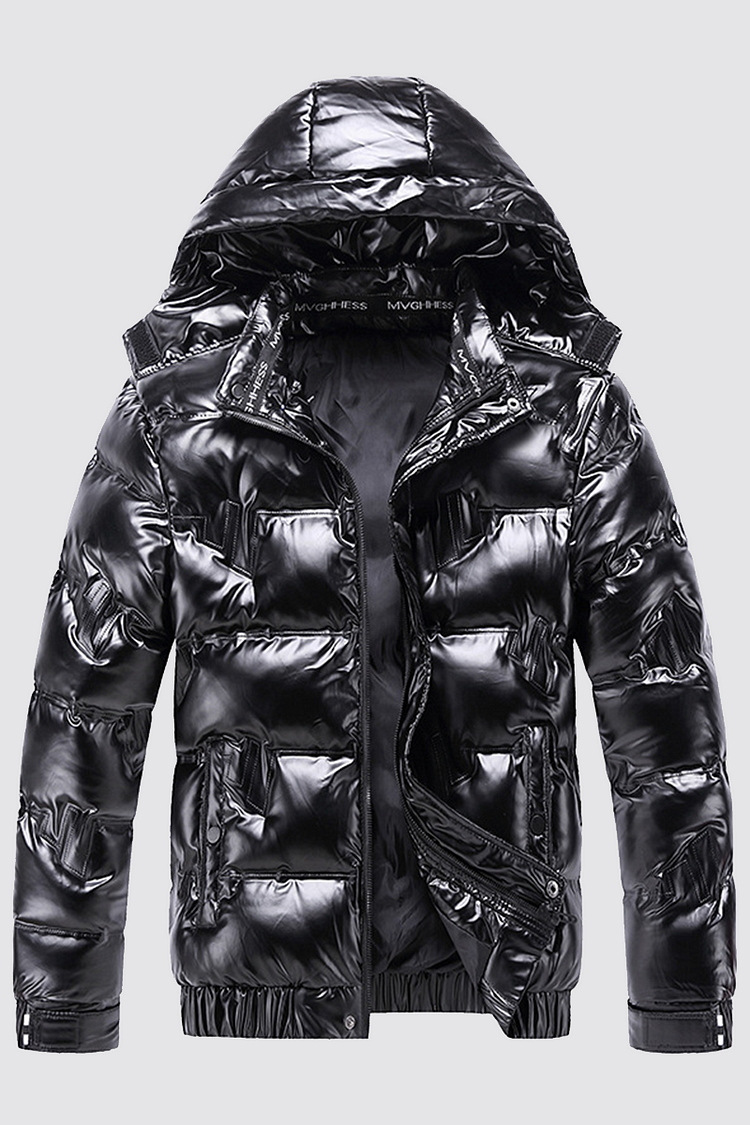 Black Fashion Casual Solid Split Joint Zipper Hooded Collar Outerwear