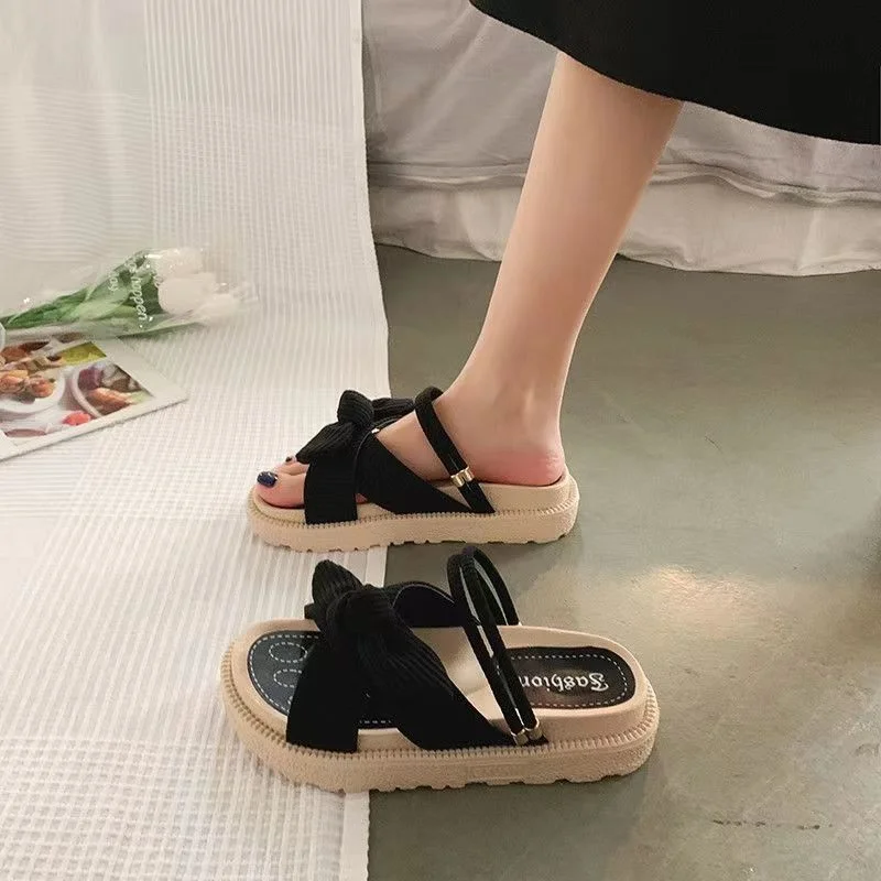 Women plus size clothing Women's Bowknot Slipper Sandals-Nordswear