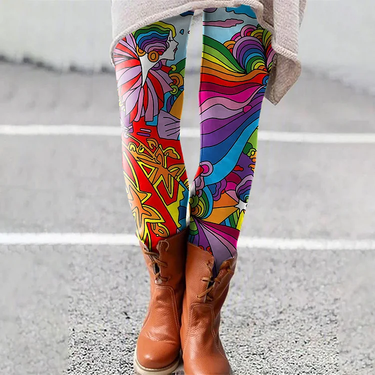 Hippie Art Personalized Print Leggings
