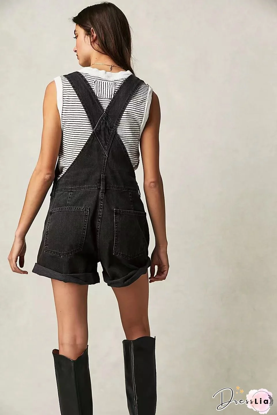 Jumpsuits Washed Pockets Shredded Straight Denim Jumpsuit for Women