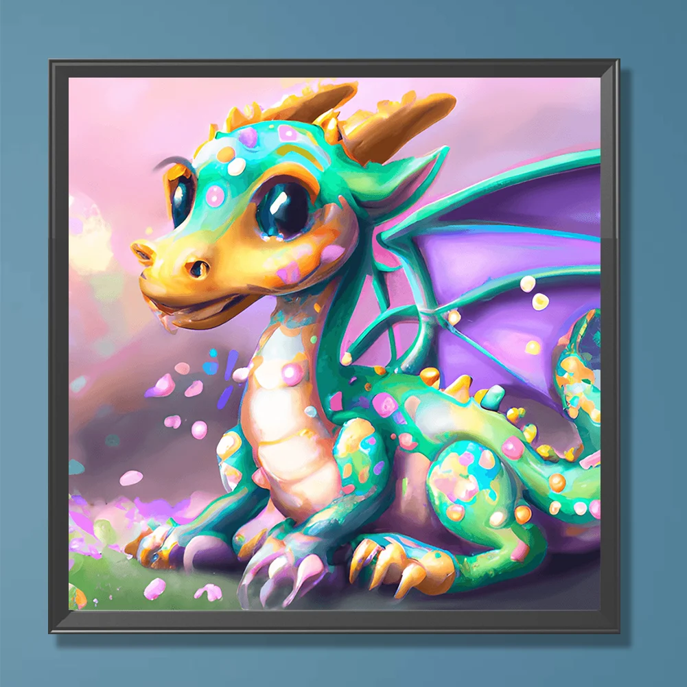 Full Round Diamond Painting 30*30cm - Cartoon Pterosaur