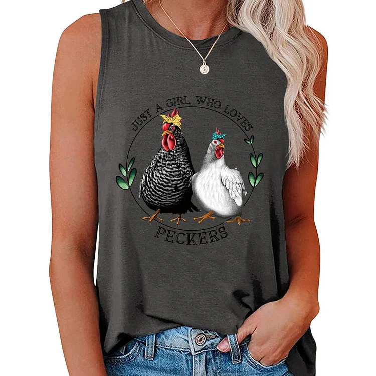 🔥From $9.99-Just A Girl Who Loves Peckers Women Summer O Neck Tank Top-03806