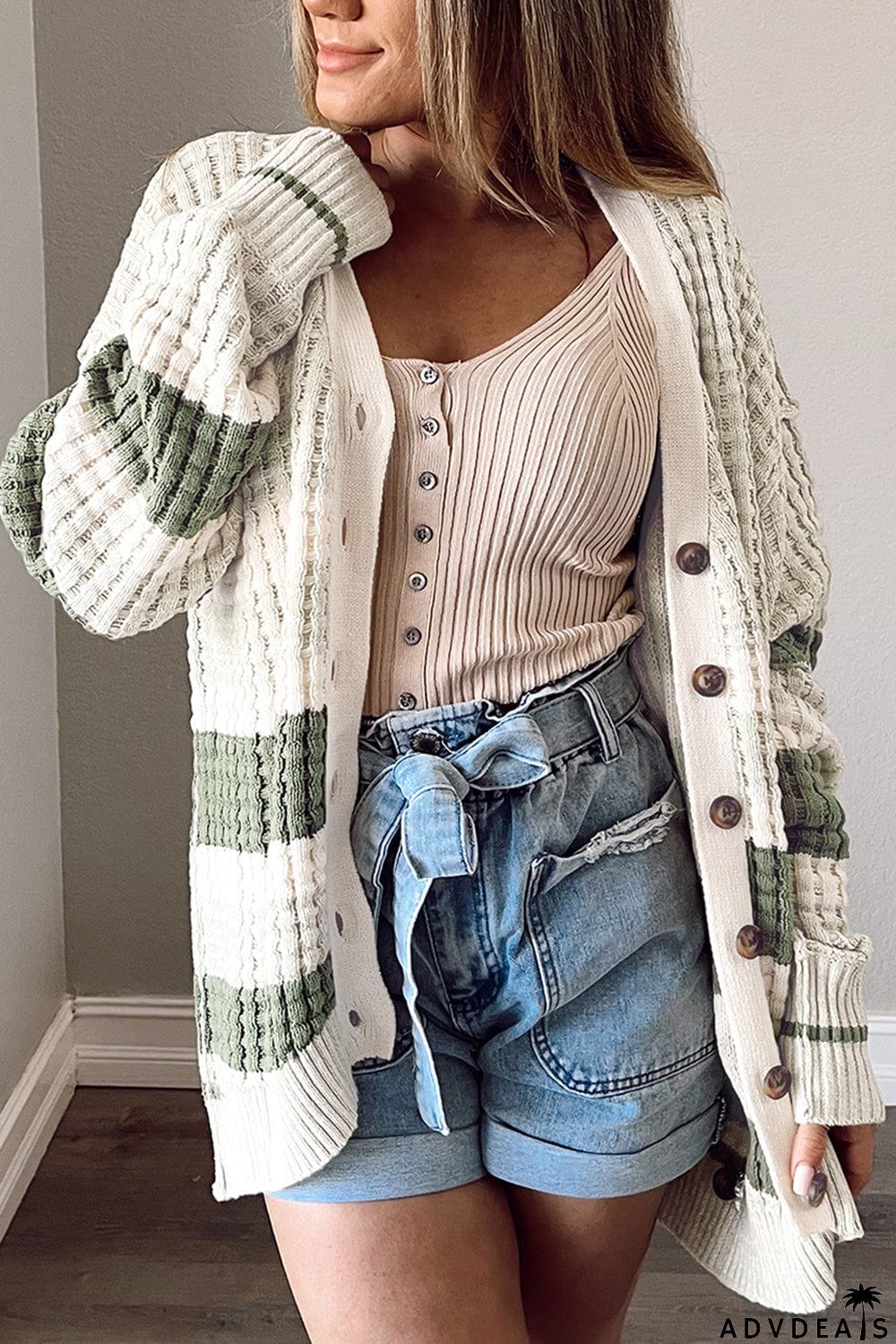 Striped Button Down Cardigan