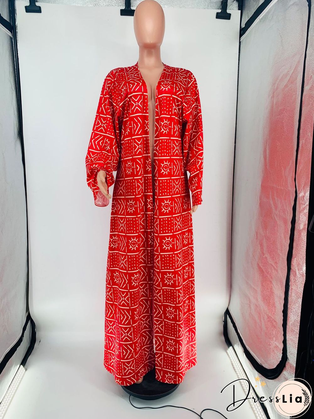 Stylish Print Loose Long Cardigan Coats