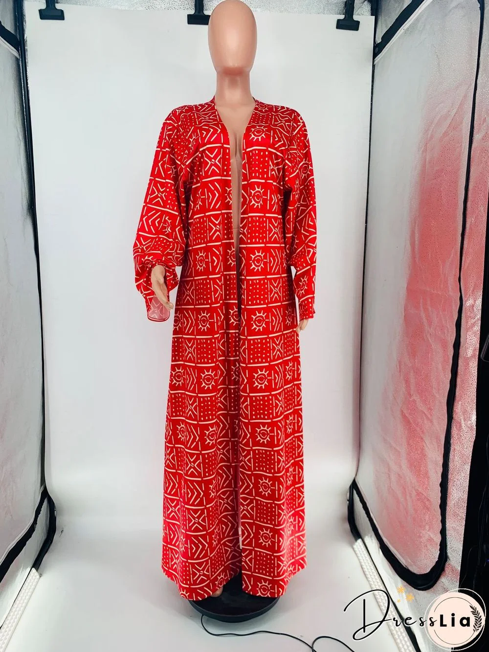 Stylish Print Loose Long Cardigan Coats