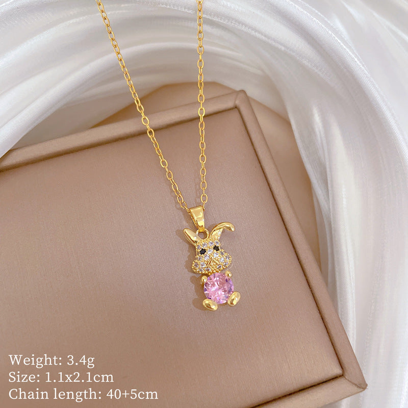 Copper Micro-Inlaid Necklace For Women Copper Micro-Inlaid Real Gold Electroplating Simple Ins Exquisite Clavicle Chain Neck Chain