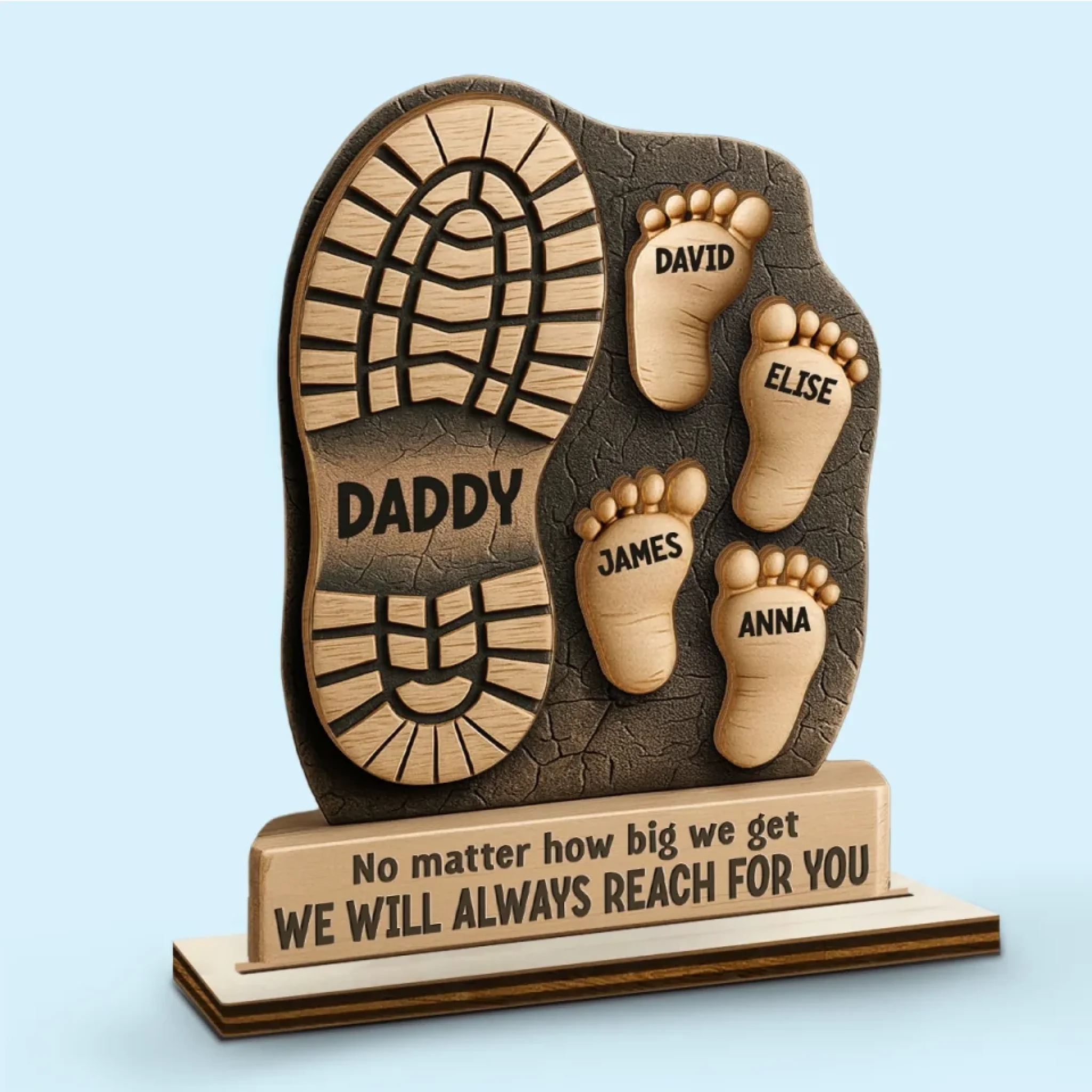 Loveyoufancy Your Footsteps Led Our Way - Family Personalized CustomWooden Plaque With Flat Stand - Father's Day, House Warming Gift For Dad, Grandpa