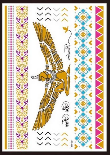 Flash Metallic Waterproof Tattoo Temporary Color Gold Silver Women Fashion Peacock Feather bird Design Sticker on the body YH119