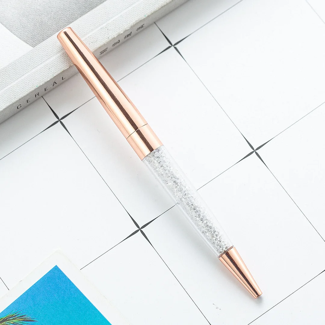 1 Pieces Lytwtw's Crystal Ballpoint Pen Stationery Office School Supply Spinning Metal High Quality Luxury Roller Rose Gold