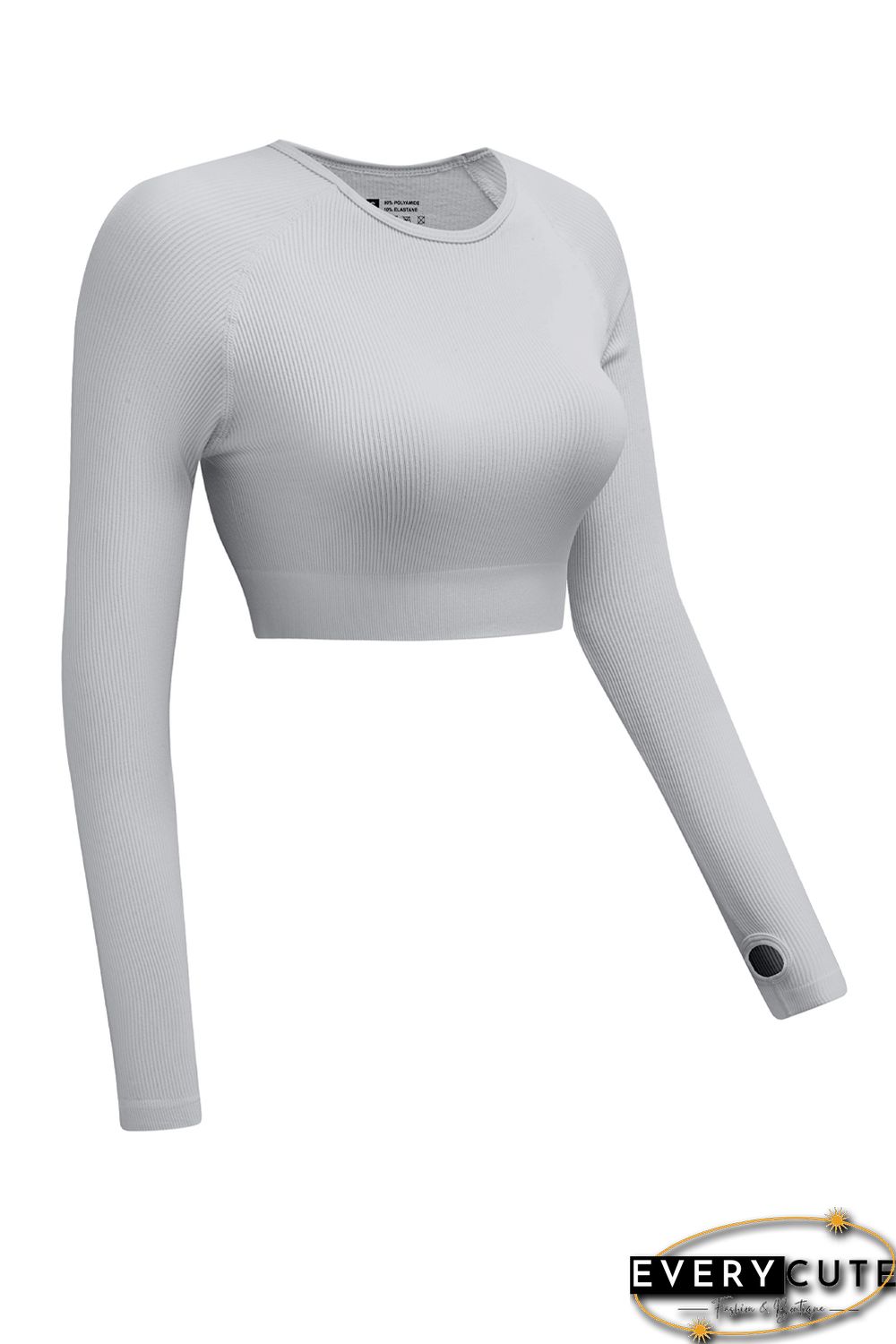 Gray Long Sleeve Seamless Crop Smoke