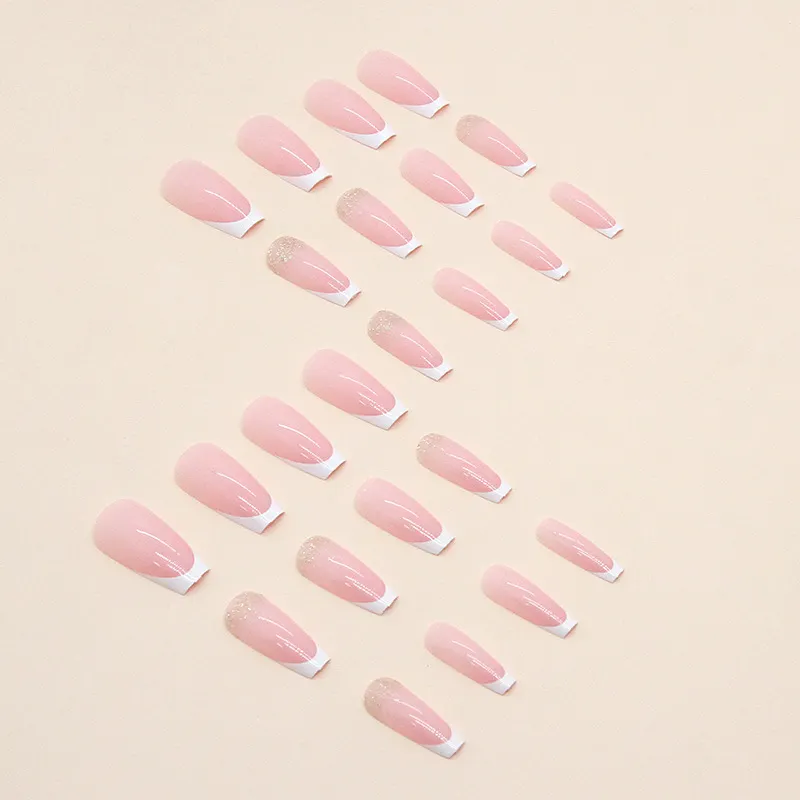 Churchf Churchf Long Ballet Armour Pure White French Simple Flash Pink Girl Gentle Pink Tender Wear Nail Nail Piece