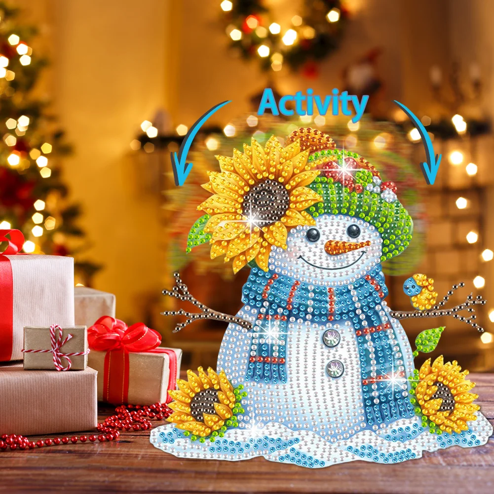 5D DIY Acrylic Shaking Head Sunflower Snowman Diamond Painting Desktop Decors for Home