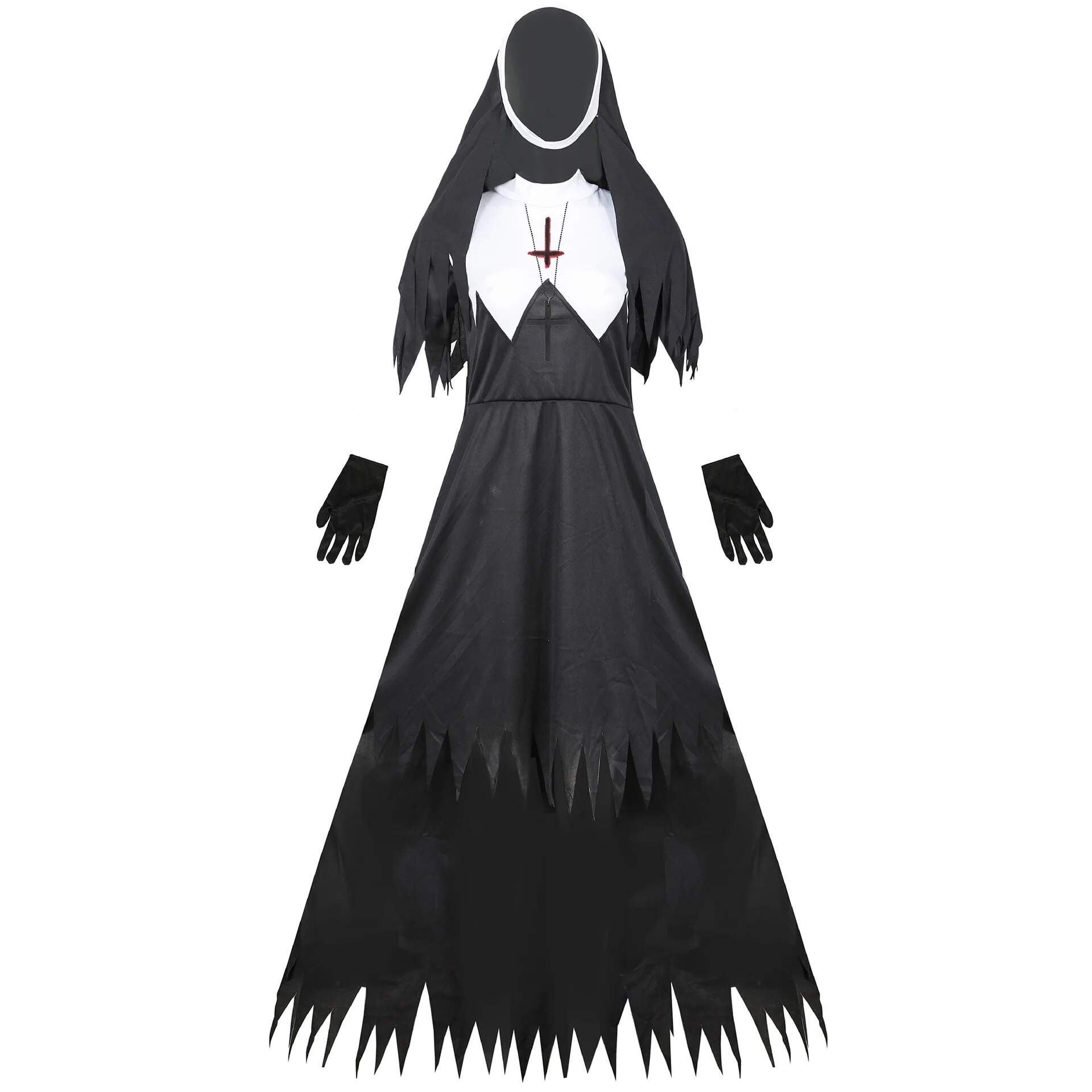 [Wetrose] In Stock Ghost Nun Cosplay Costume Halloween Zombie Girl Phantom Scary Vampire For Woman Full Set Plus Over Size