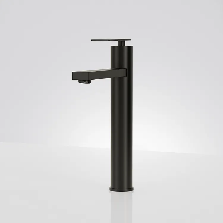 EVERSTEIN Elegant Bathroom Vessel Sink Faucet in Matte Black, 12" H
