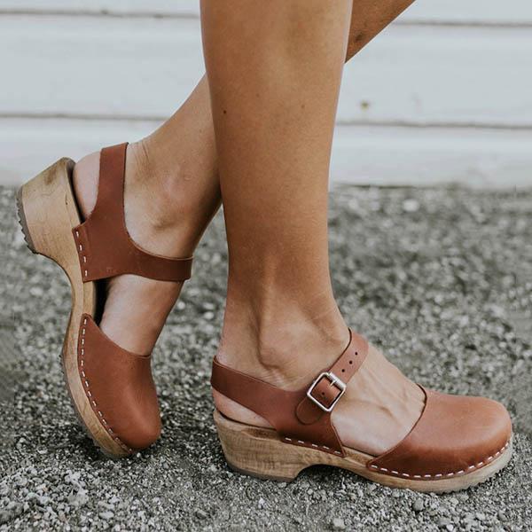 elegant low chunky heel sandals