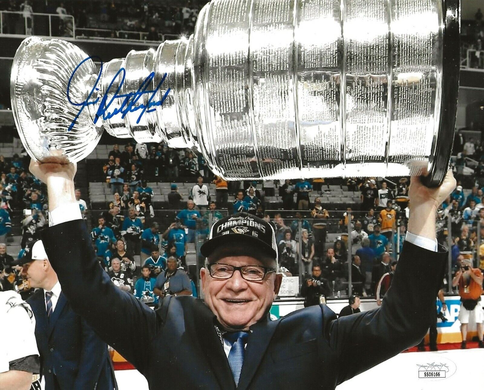 Jim Rutherford signed Pittsburgh Penguins Stanley Cup 8x10 Photo Poster painting autographed JSA