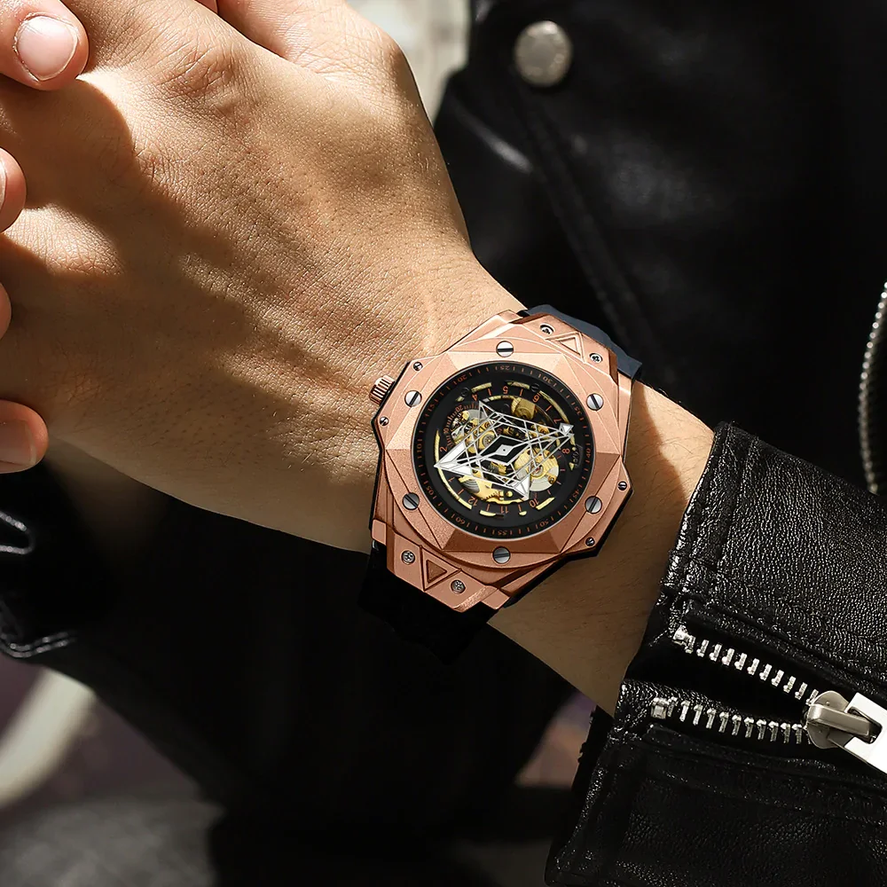 Fashion Men's Automatic Mechanical Watch Silicone Waterproof Sports Watch