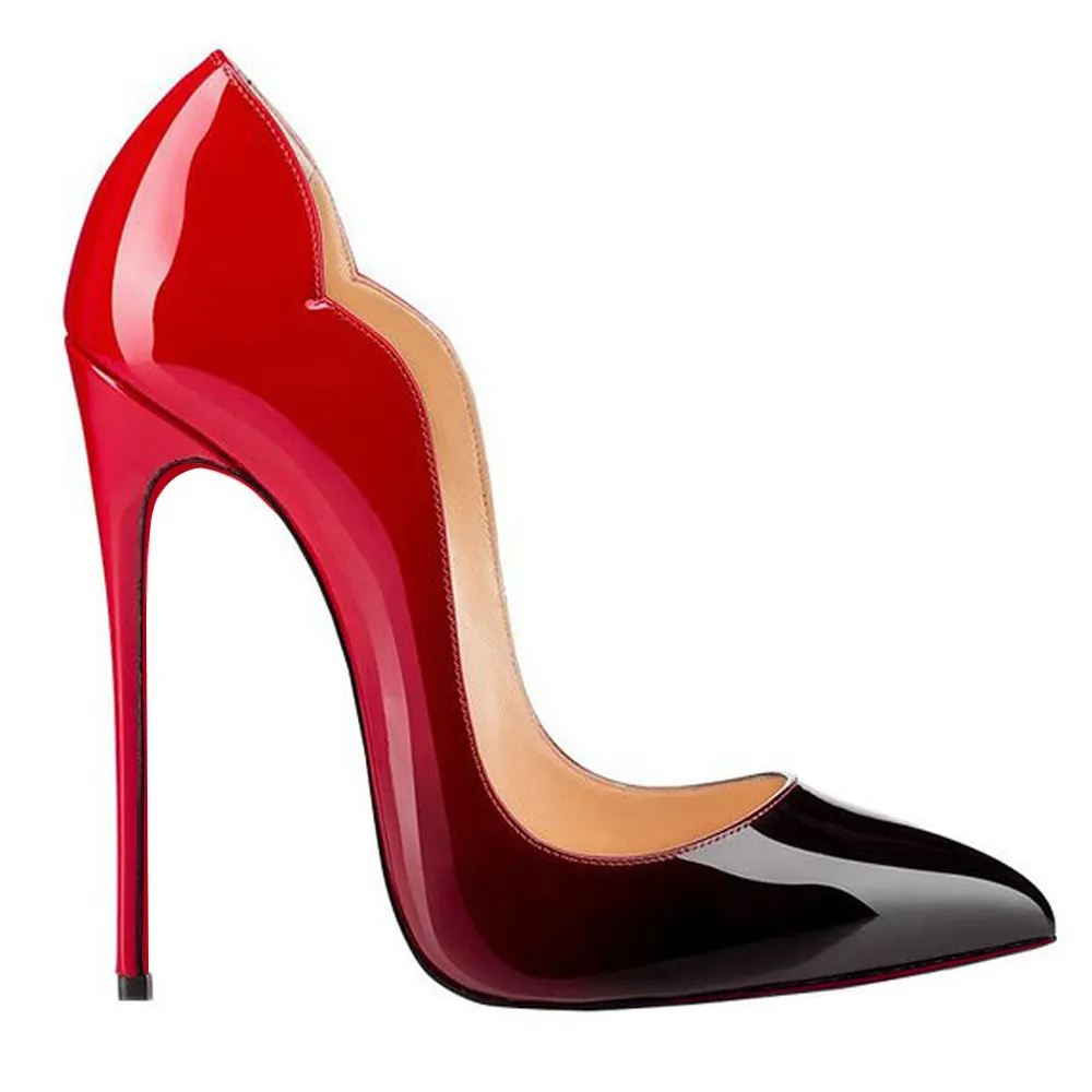 120mm Women's High Heels for Party Wedding Pumps Gradient Color Red Black-vocosishoes