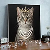 uk.everydayedeals DIY Pearl Painting With Frame - Handmade Self-Adhesive Pearls - Rich Cat(25*25cm)