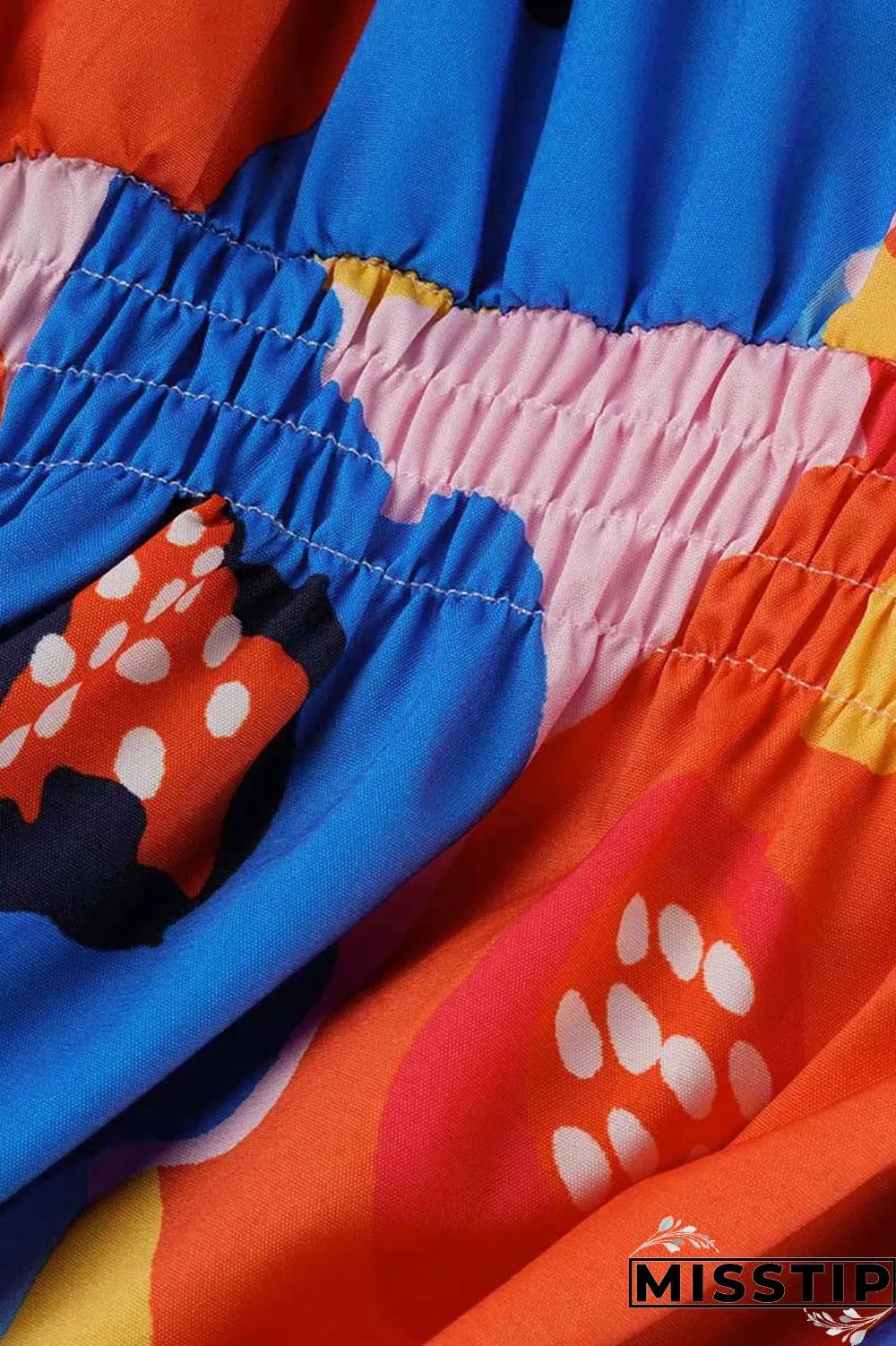 Multicolor Casual Print Patchwork Turndown Collar Long Sleeve Dresses