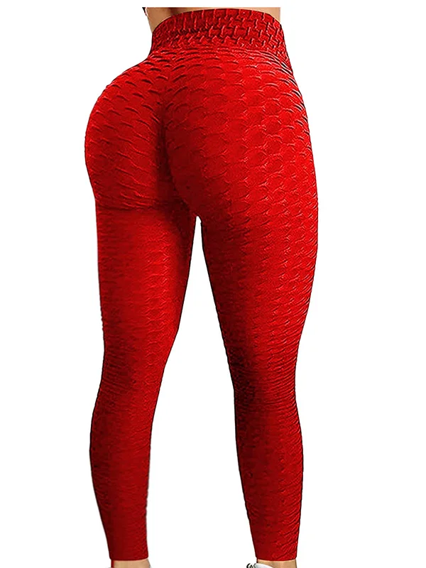 Women's Plain Jacquard Hip Lift High Waist Yoga Leggings